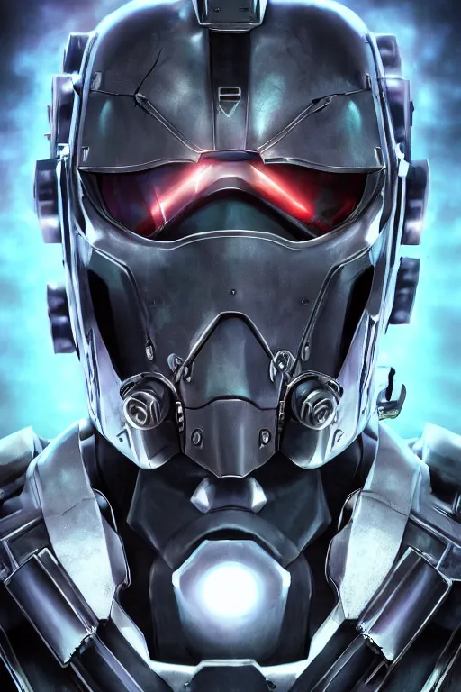 Image similar to cyber cyborg ninja mask helmet metal gear solid artic suit swat commando, global illumination ray tracing hdr fanart arstation by sung choi and eric pfeiffer and gabriel garza and casper konefal, a spectacular view cinematic rays of sunlight comic book illustration, by john kirby