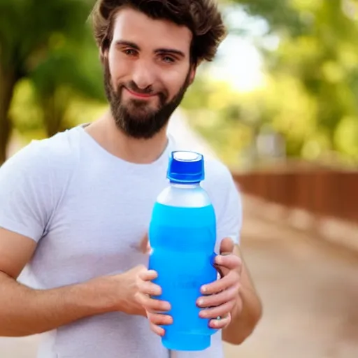 Prompt: generic attractive person holding a water bottle