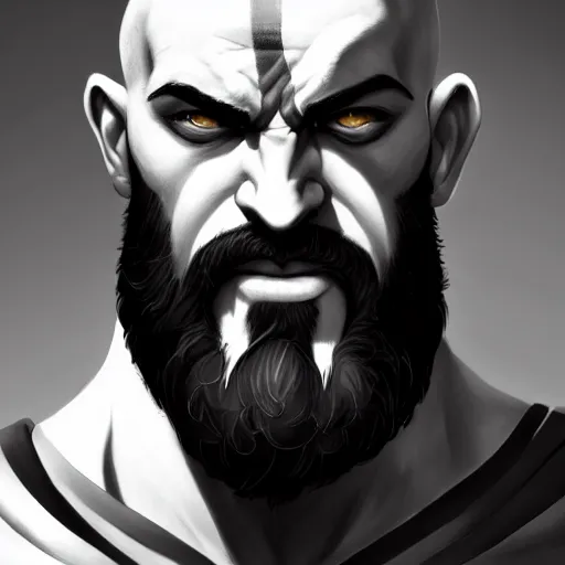 Image similar to Greg Manchess portrait painting of Kratos as Overwatch character, medium shot, asymmetrical, profile picture, Organic Painting, sunny day, Matte Painting, bold shapes, hard edges, street art, trending on artstation, by Huang Guangjian and Gil Elvgren and Sachin Teng