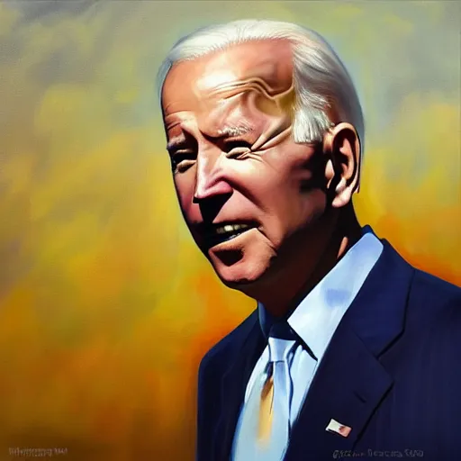 Image similar to greg manchess portrait painting of joe biden, medium shot, asymmetrical, profile picture, organic painting, sunny day, matte painting, bold shapes, hard edges, street art, trending on artstation, by huang guangjian, gil elvgren, ruan jia, randy vargas, greg rutkowski