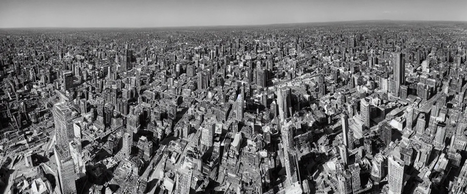 Prompt: detailed sharp photograph in the style of popular science circa 1 9 5 5 and gregory crewdson of a construction worker on a high beam above the city