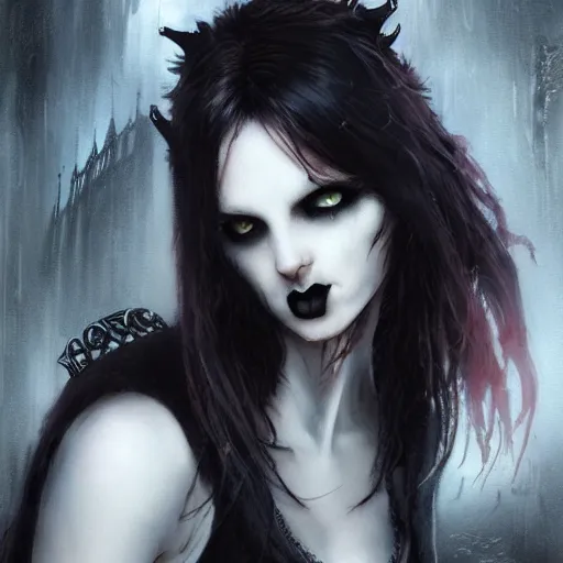 Image similar to gothic kitten, darkwave, darksynth character portrait, sharp, digital matte painting, art by luis royo, greg rutkowski, wlop, dramatic lighting, trending on artstation