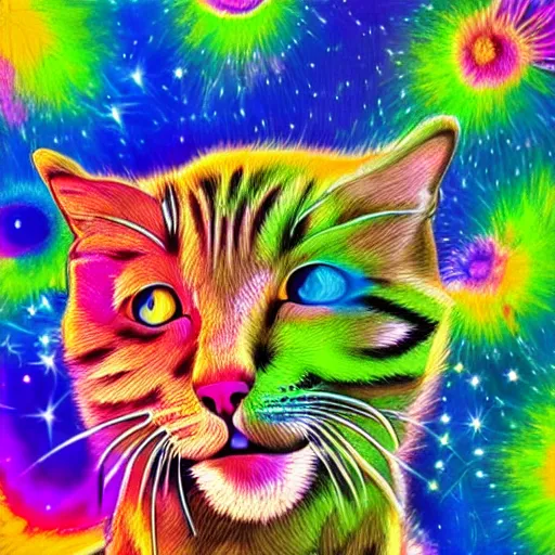 Prompt: psychedelic cat, fantasy