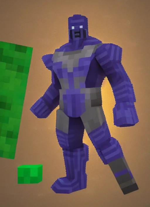 Prompt: realistic thanos in minecraft