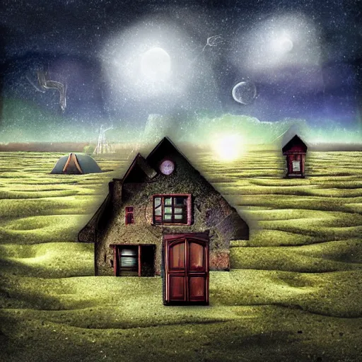 a house in nowhere, surrealism, dreamcore, Stable Diffusion