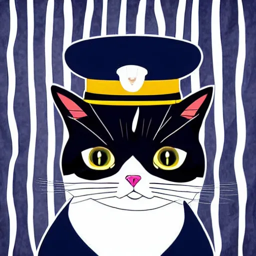 cute cat wearing navy uniform, profile picture,, Stable Diffusion