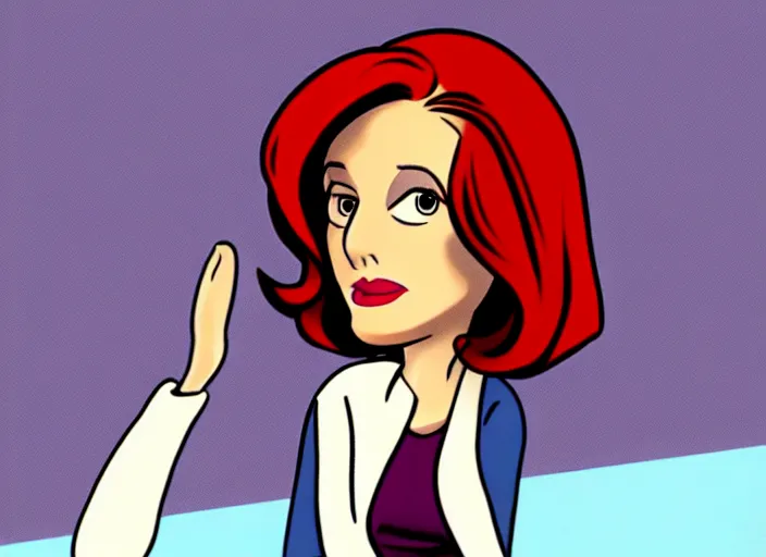 Image similar to dana scully in the style of 1 9 7 0's disney animation