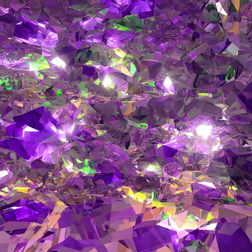 Image similar to amethyst gemstone prism geo stylized multicolorful global illumination ray tracing advended technologie