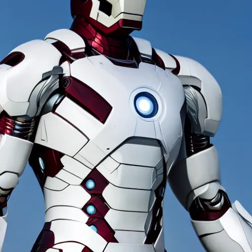 Image similar to white iron man suit, 4k realistic photo