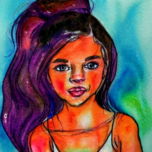 Prompt: pretty girl, water color,