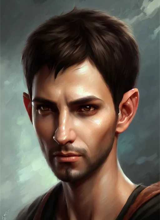 Image similar to a _ fantasy _ style _ portrait _ painting _ of light brown argentinian male short black hair defined chiseled facial features face big ears, rpg dnd oil _ painting _ unreal _ 5 _ daz. _ rpg _ portrait _ extremely _ detailed _ artgerm _ greg _ rutkowski _ greg