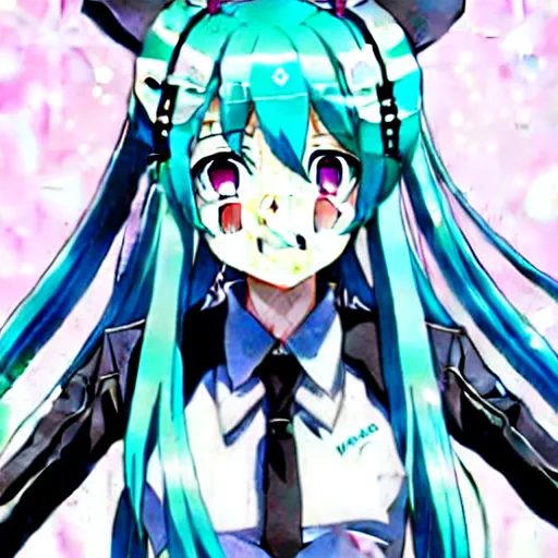 Image similar to hatsune miku v 4 in full growth, anime art, by ixima