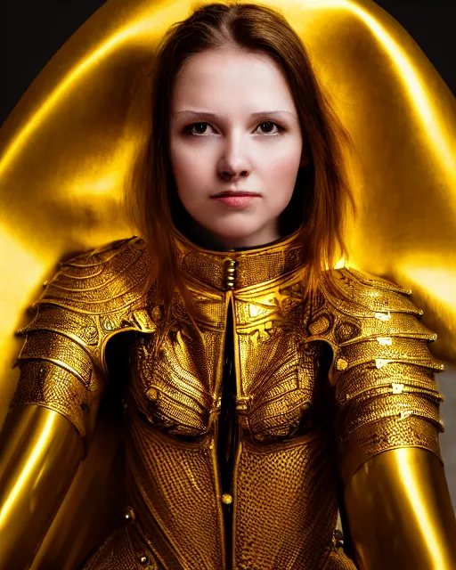 Prompt: award winning photograph portrait of woman in shining golden armor, high production value, intricate details, high resolution, hdr, high definition, masterpiece, realistic, ultrarealistic, highly detailed, hd, sharp focus, non blurry, sharp, smooth