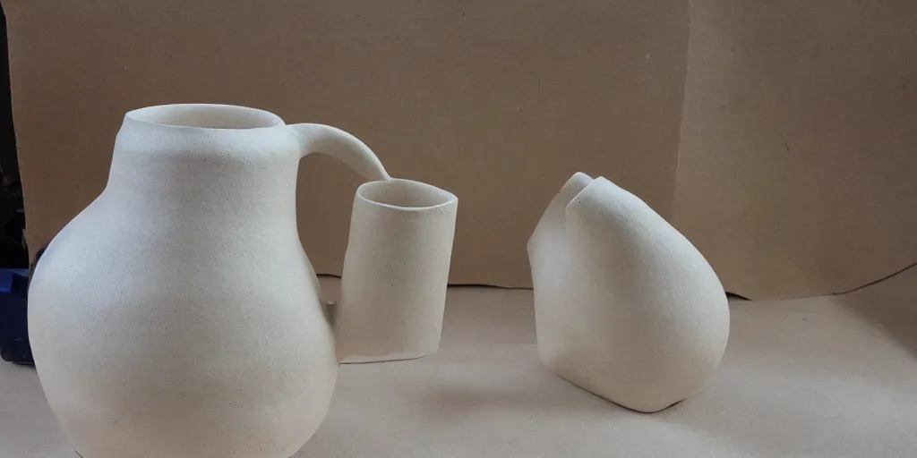 Image similar to ceramic jug being built, clay, shaped like a ben nicholson drawing