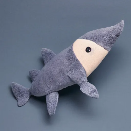 Prompt: a plush doll of a happy dolphin, 8 k