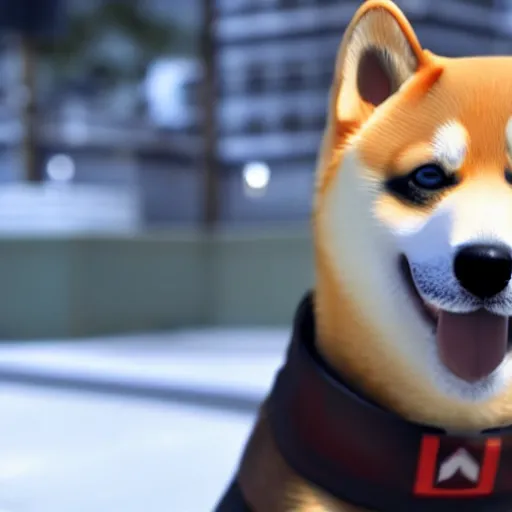 Image similar to A shiba inu dog in Call of Duty Vanguard, cinematic shot