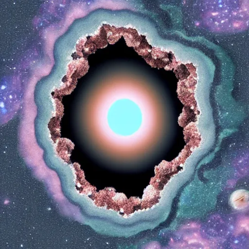 Image similar to space in a geode portal to space, detailed, featured, noneuclidian