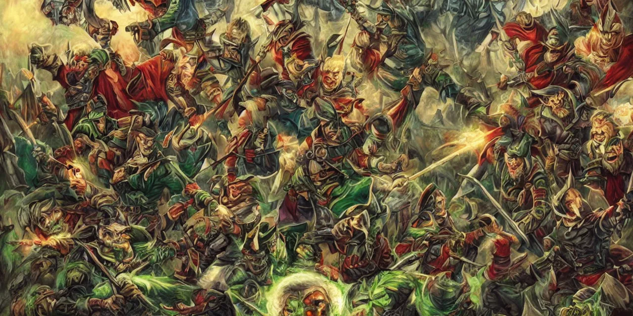 Image similar to evil elves fight evil dwarves