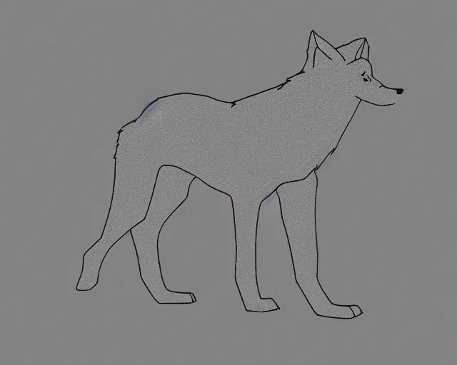 Image similar to professional digital art of a full-body outline of a wolf, very simple, minimalist, no color, high quality, HD, 8K,