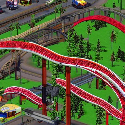 Image similar to Roller Coaster Tycoon, Grand Theft Auto