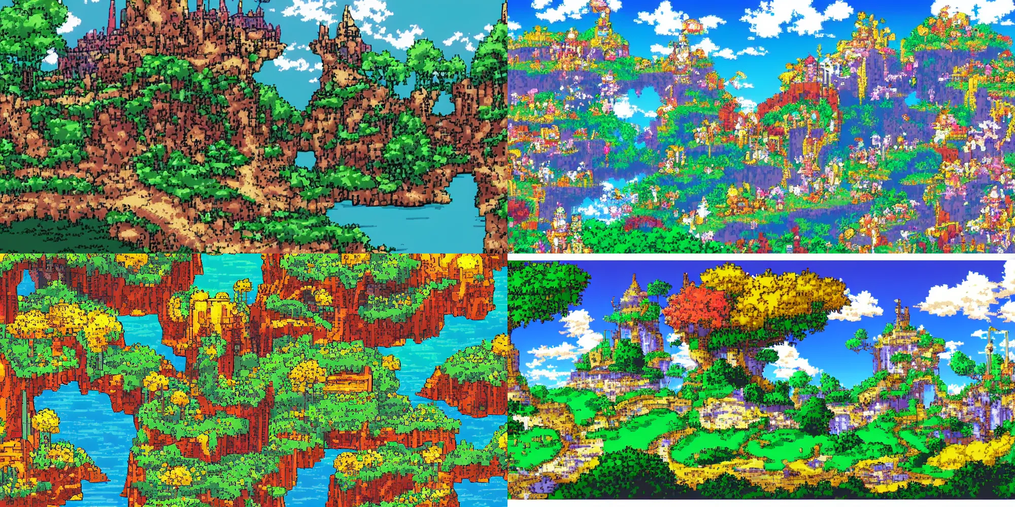 Prompt: background game scenery 8 bit fantasy land anime, paul robertson