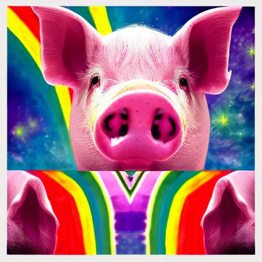 Image similar to rainbow cosmic pig