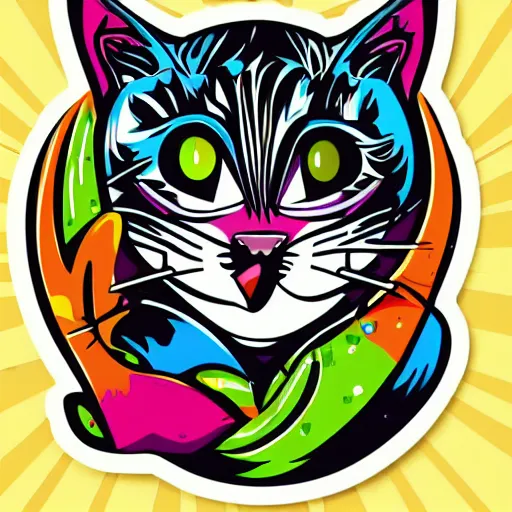 Prompt: Blood thirsty kitten, sticker, highly detailed, colorful, illustration, drama, smooth and clean vector curves, no jagged lines, vector art, smooth