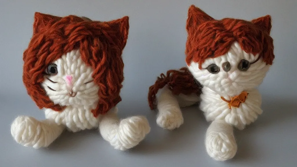 Prompt: a cute cat made of Yarn