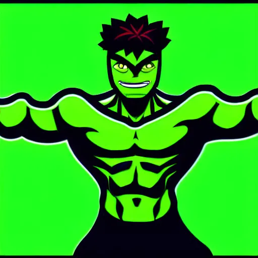 Image similar to a picture of a green man with his fist up, vector art by mor than, trending on deviantart, mingei, flat shading, prerendered graphics, marvel comics