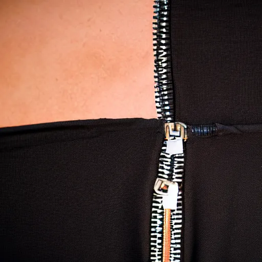 a close up on a black dress zipper behind | Stable Diffusion