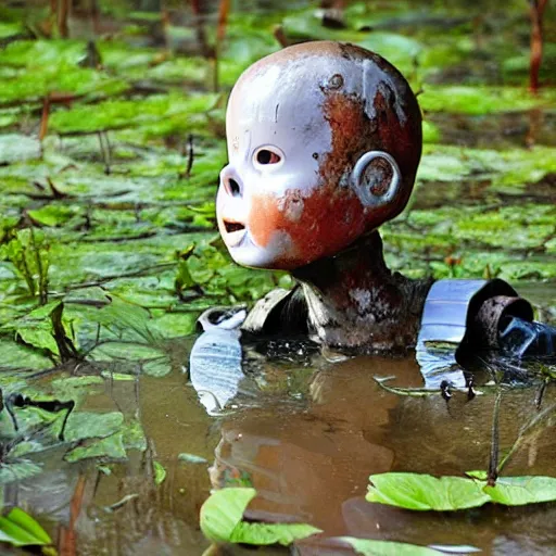 Image similar to a dummy in a swamp