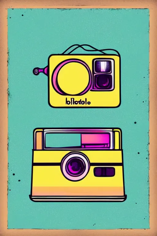 Image similar to minimalist boho style art of a colorful polaroid camera, illustration, vector art