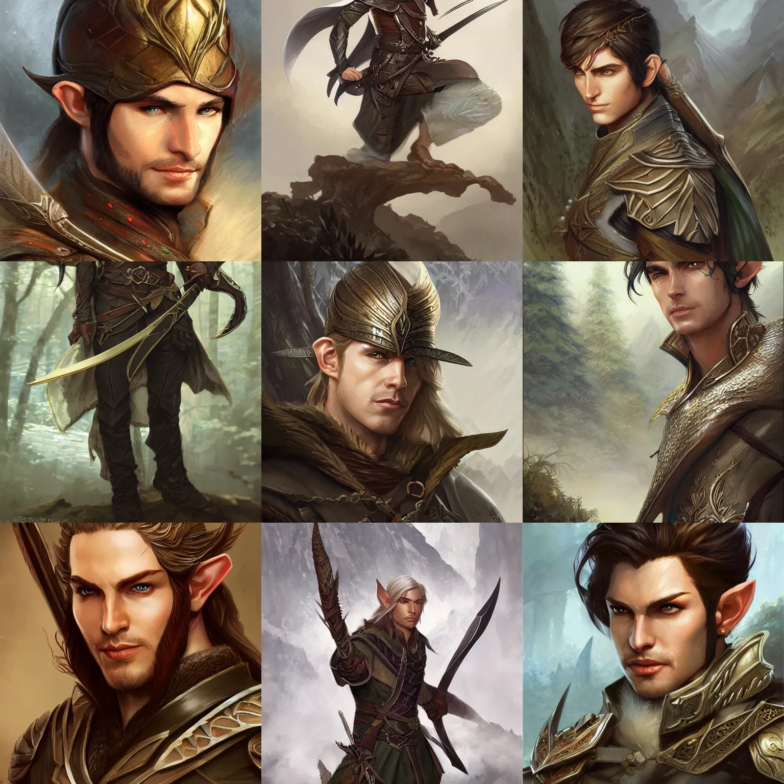 male elven ranger, D&D, fantasy, portrait, highly | Stable Diffusion ...