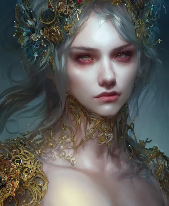 Image similar to dead inside, fantasy, intricate, elegant, highly detailed, vivid color, digital painting, artstation, concept art, art by artgerm and and ruan jia