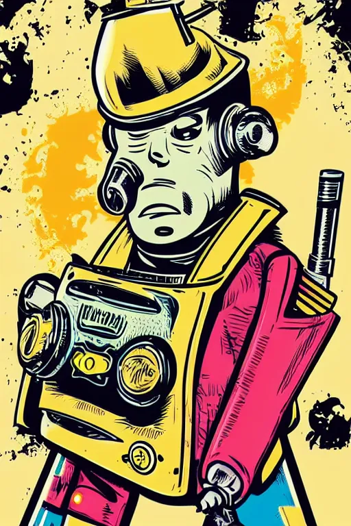 Image similar to fallout 7 6 retro futurist illustration art by butcher billy, sticker, colorful, illustration, highly detailed, simple, smooth and clean vector curves, no jagged lines, vector art, smooth andy warhol style