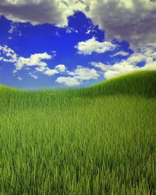 Prompt: a grassy scenic valley with blue skies inside a person's eyes, 3 d art