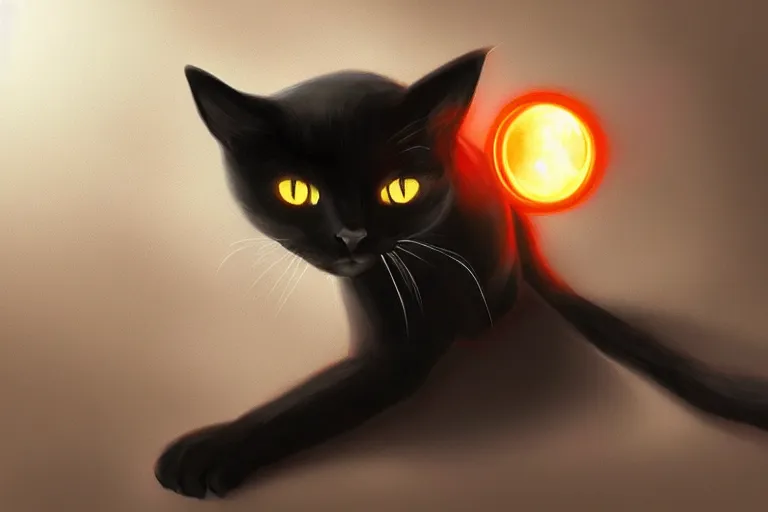 Prompt: black cat with glowing eyes opening a portal to another dimension, digital illustration, artstation, artstation hq, hd