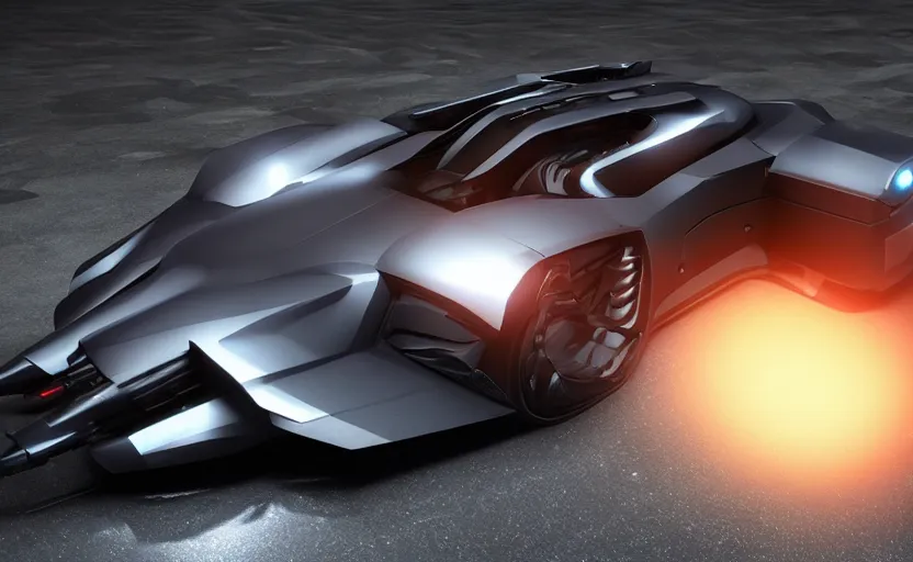 Prompt: A 2025 Batmobile Concept, studio lighting, extreme detail, very high quality, unreal engine