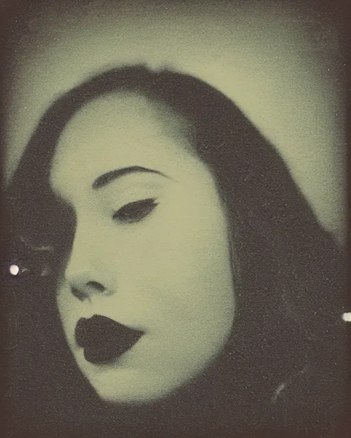 Image similar to a woman's face peaking above the water, serene emotion, polaroid, gritty texture, 1 9 7 0 s filter