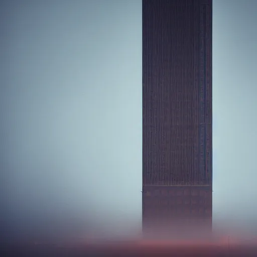 Prompt: a very tall soviet panel building in the fog, dystopian style, 4k, octane, hyperrealistic, extremely detailed,