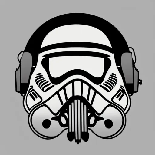Prompt: a Star-Wars-Wookie, svg sticker, vector art, wearing headphones, jamming to music