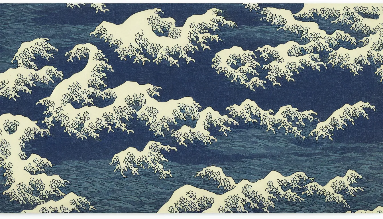 Image similar to oregon coast by hokusai