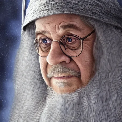 Image similar to ultra realistic illustration, danny devito as gandalf the white from lord of the rings movie, full body, high quality, highly detailrd, wide angle, illustration, digital art, full color