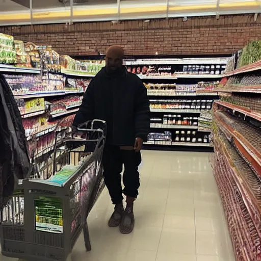 Image similar to grocery store filled with multiple kanye wests shopping