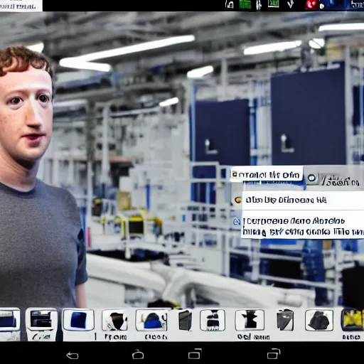 Prompt: screenshot of mark zuckerberg as a factory emploeye