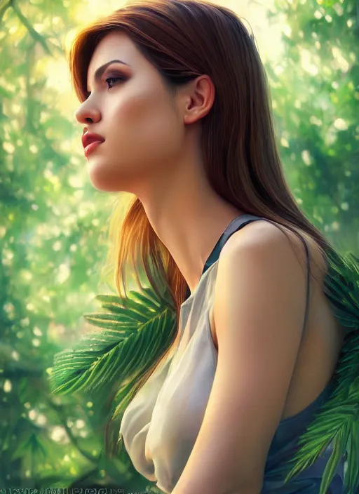 Prompt: photo of a gorgeous female in the style of stefan kostic, realistic, half body shot, sharp focus, 8 k high definition, insanely detailed, intricate, elegant, art by stanley lau and artgerm, extreme bokeh foliage, separation from background, frequency separation