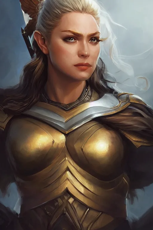 Image similar to amazon valkyrie athena, d & d, fantasy, portrait, highly detailed, headshot, digital painting, trending on artstation, concept art, sharp focus, illustration, art by artgerm and greg rutkowski and magali villeneuve