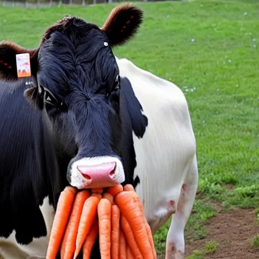 Prompt: cow made of carrots, carrot cow