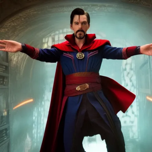 Image similar to Film still of Jim Carrey as Doctor Strange