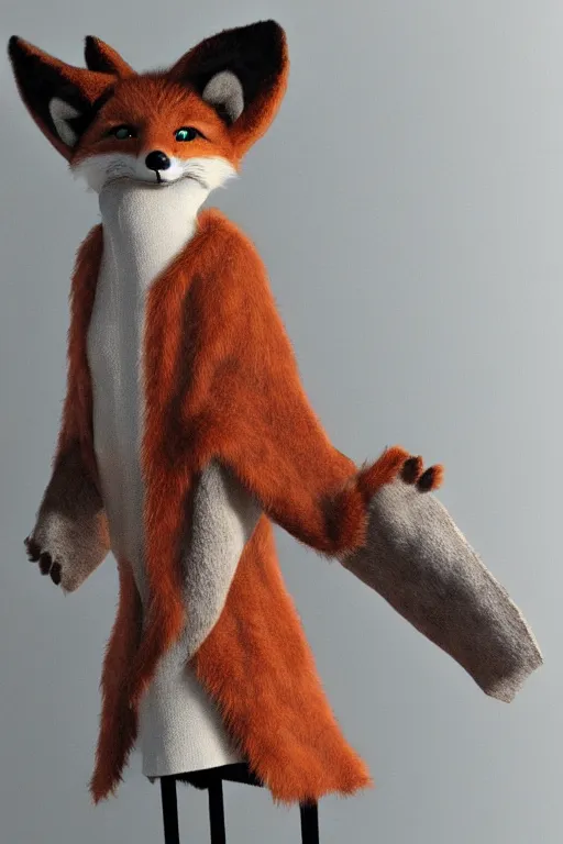 Prompt: an anthropomorphic fox, fursuit